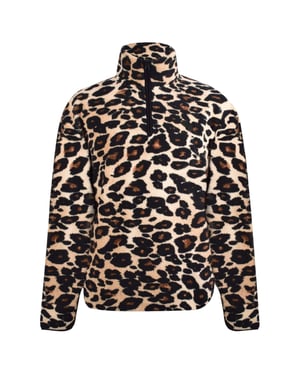 SoulCal Uniseks Borg Quarter Zip Fleece Top met luipaardprint voor volwassenen (Bruin/zwart)