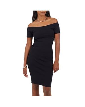 Brave Soul dames off-shoulder korte mouw bodycon jurk (zwart)