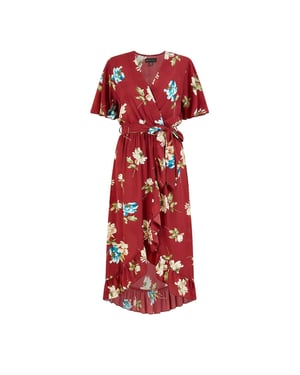 Mela London Dames/Dames Bloemen V Hals Wikkeljurk (Rood)