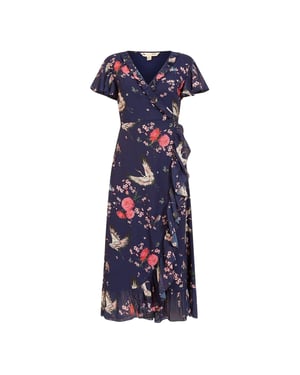 Yumi Crane-wikkeljurk met V-hals voor dames (Marine)
