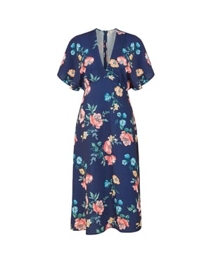 Yumi Wikkeljurk met kimonomouwen en bloemenpatroon voor dames (Marine)