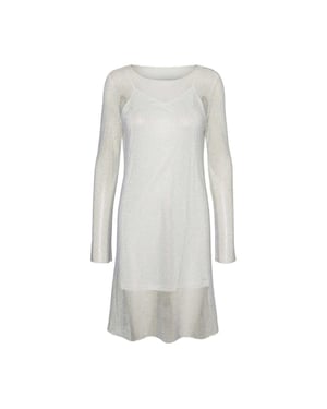 Vero Moda Dames Celine Mesh Crew Neck Mini Jurk (Sneeuwwit)