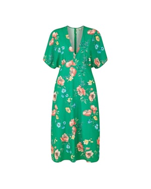 Yumi Wikkeljurk met kimonomouwen en bloemenpatroon voor dames (Groen)