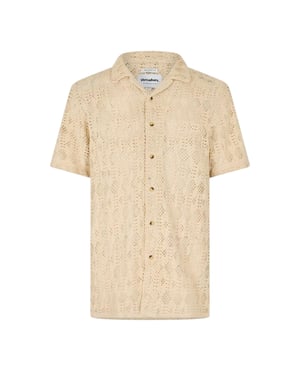 Threadbare Heren Rackes Slangenprint Korte Mouwen Shirt (Ecru)