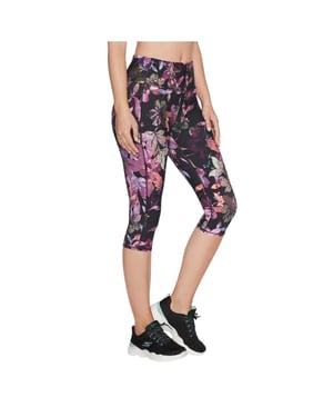Skechers Dames Go Flex Bloemen Hoge Taille Workout Leggings (Zwart)