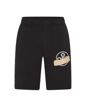 Off White Heren Relaxed Fit Lounge Sweat Shorts (Zwart/Beige)