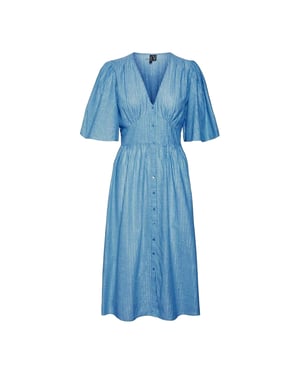 Vero Moda Dames Ines V Hals Midi Jurk (Riviera)