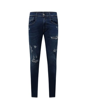Replay Slim-fit jeans voor heren van een katoenmix met gescheurde details (Blauw)