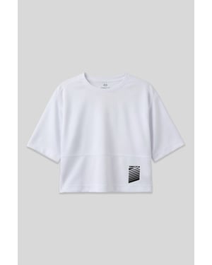 Overmaatse Crop Crew Neck T-Shirt met Pocket