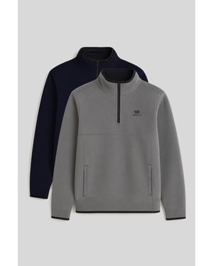 Heren Halflange Rits Pluche Sweatshirt