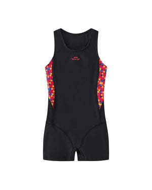 Slazenger Eendelig zwempak met geometrisch patroon voor meisjes (Zwart/Groen)
