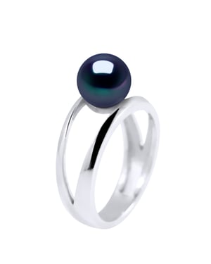 Rush Ring zoetwaterparels Button 7-8mm Black Or White