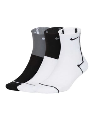 Nike Unisex-trainingssokken voor volwassenen in grote maten (set van 3) (Grijs/Zwart/Wit)