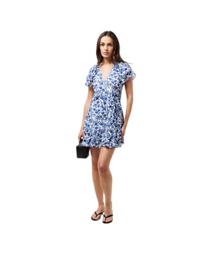 Ted Baker Geweven wikkeljurk met V-hals en bloemen- en vogelmotief voor dames (Blauw)