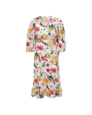 Only Dames/Dames Puff Sleeve Wrap Dress (Wolkendanser)