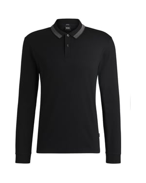 Boss Heren Regular Poloshirt Met Lange Mouwen (Zwart)
