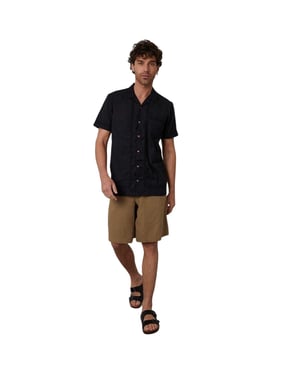 Threadbare Heren Haakrand Korte Mouwen Shirt (Zwart)