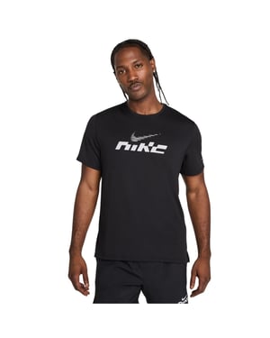 Nike Heren Miler Swoosh Dri-FIT UV Bescherming T-shirt (Zwart/Reflecterend)
