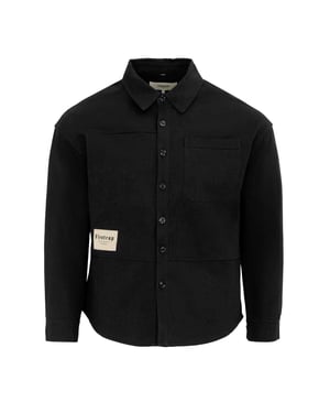 Firetrap Heren-shirt met logo, dik, met lange mouwen (Zwart)