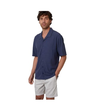 Threadbare Herenoverhemd van Selkirk met relaxte pasvorm (Denim)