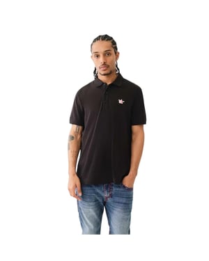 True Religion Polohemd met Boeddha-logo voor heren (Jet Zwart)