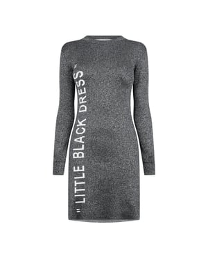 Off White Damesjurk met glitter, ronde hals en strakke pasvorm (Zilver/Wit)