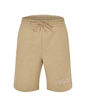 Hugo Heren Dinkoe katoenen sweatshorts met logo (Medium Bruin)