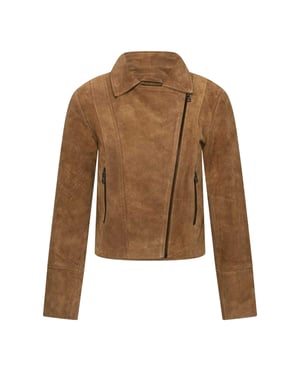 Elle Dames/Dames Suede Bikerjasje (Tan)