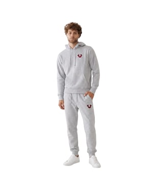 True Religion Heren Pullover Hoodie (Heide Grijs)