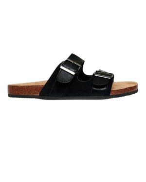 Threadbare Atticus platte slippers met dubbele gesp voor heren (Zwart)