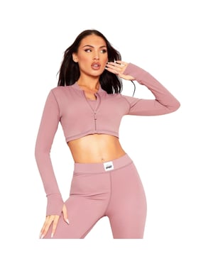 Missy Empire Dames/Dames Gymjack met lange mouwen en gehaakt logo (Rose)