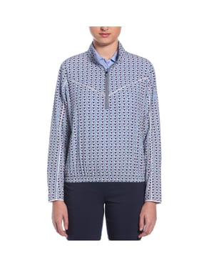Callaway Lichtgewicht dames-top met geometrisch patroon en kwartritssluiting (Vuursteen)