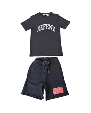 DFND London Set met T-shirt en korte broek met logo voor kinderen (Zwart)