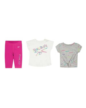Reebok Set met logo-shirt en -broek voor kinderen (Roze/Wit/Grijs)