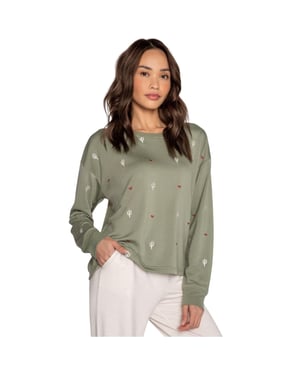 PJ Salvage Dames-shirt van gerecyclede French Terry (Olijf)