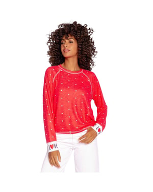 PJ Salvage Dames/Dames Loved Hearts Relaxed Fit Raglan Pullover (Rood)