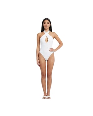 Missy Empire Dames/Dames Uitgesneden Plunge Bodycon Bodysuit (Ivoor)