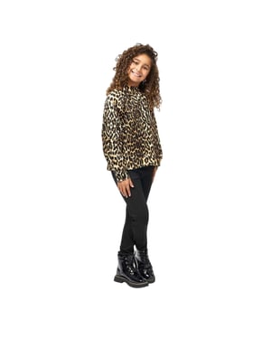 Biba Meisjesblouse met ballonmouwen en luipaardprint (Bruin/zwart)