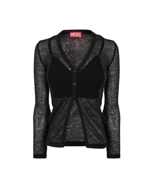 Diesel Arina-vest met V-hals en lange mouwen voor dames (Zwart)
