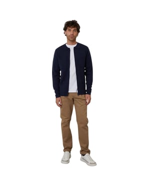 Threadbare Gebreid herenvest met ritssluiting aan de voorkant (Marine)