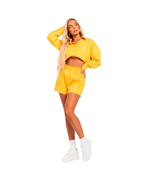 Missy Empire Dames Katoenen Cropped Langsleeve Shirt (Oranje)