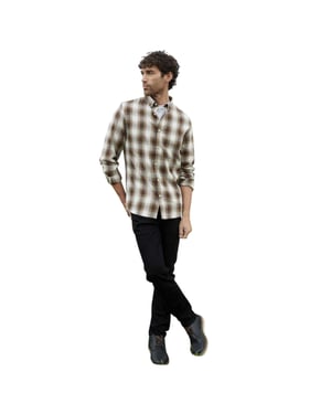 Threadbare Geruit herenoverhemd (Chocolade)