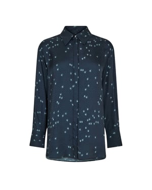 Boss Damesblouse met spikkelpatroon, normale pasvorm (Marine)