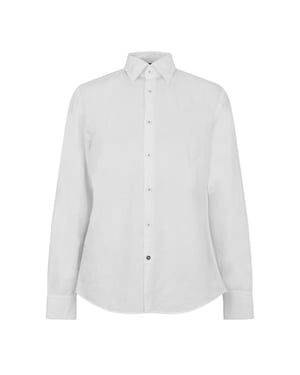 Boss Heren Effen Met Kraag Lange Mouwen Shirt (Wit)