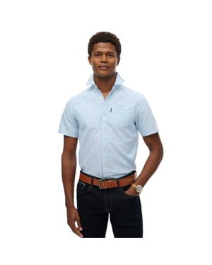 Superdry Heren Regular Overhemd met Korte Mouwen (Lichtblauw)