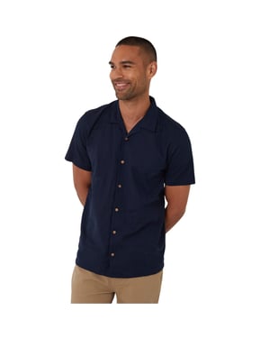 Threadbare Heren Geborduurd Korte Mouwen Shirt (Marineblauw)