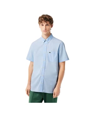Lacoste Heren Regular Overhemd met Korte Mouwen (Wit)