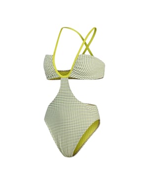 Speedo Dameszwempak met uitgesneden details in gingham-motief (Groen)