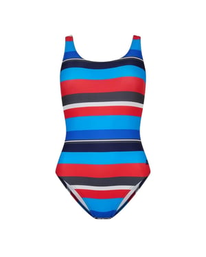 Zoggs Dames Gestreepte Scoopback Eénstuk Badpak (Multikleur Print)