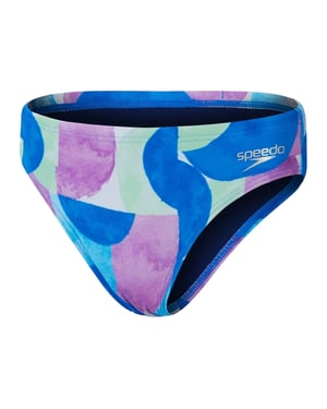Speedo Zwemshort met abstracte all-over print voor meisjes (Blauw/roze)